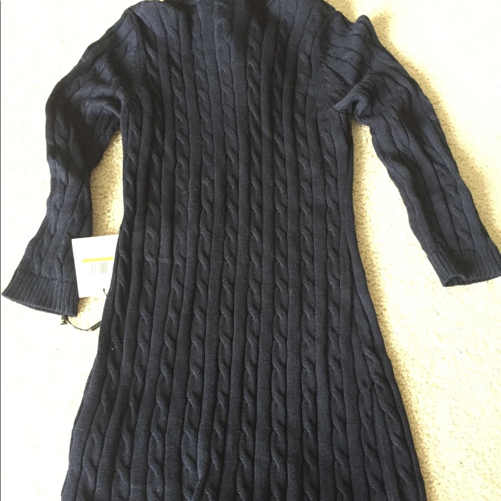 A Navy mini sweater dress